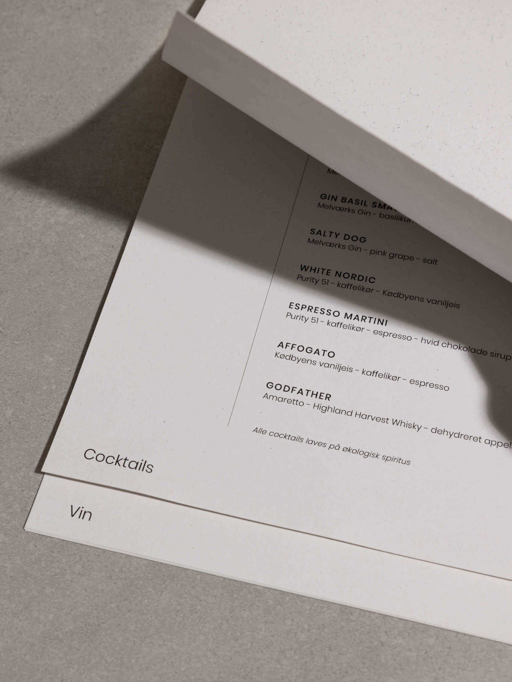 Melv&aelig;rk menu card design by Camilla Wedege