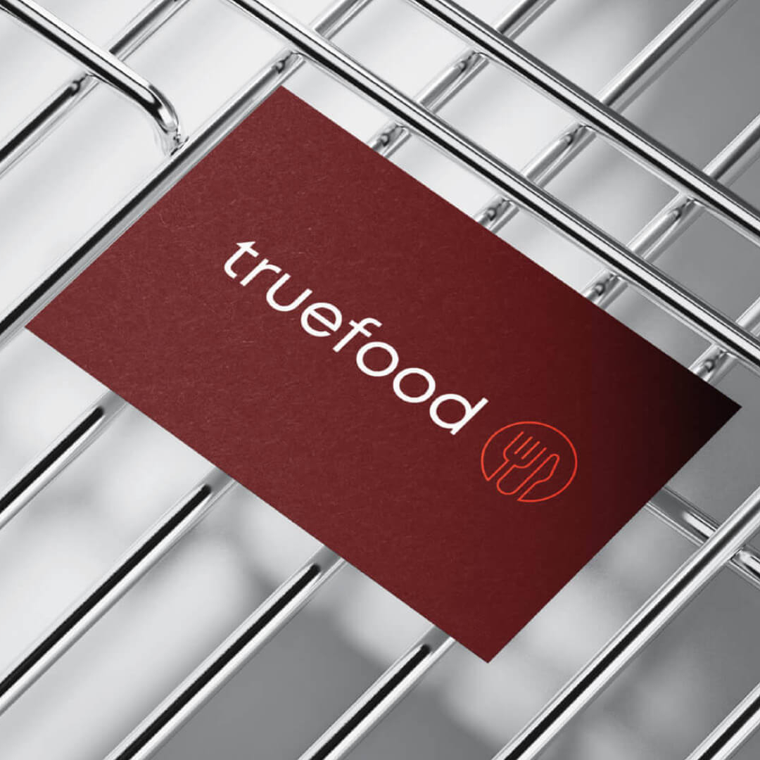 Truefood red businesscard by Camilla Wedege