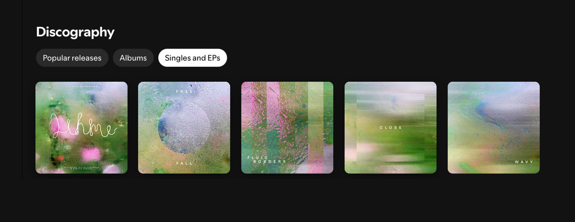 Lihme EP single release cover designs in spotify by Camilla Wedege