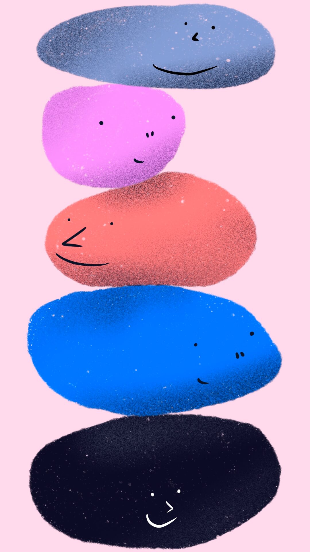 Illustration of funny balance stones by Camilla Wedege