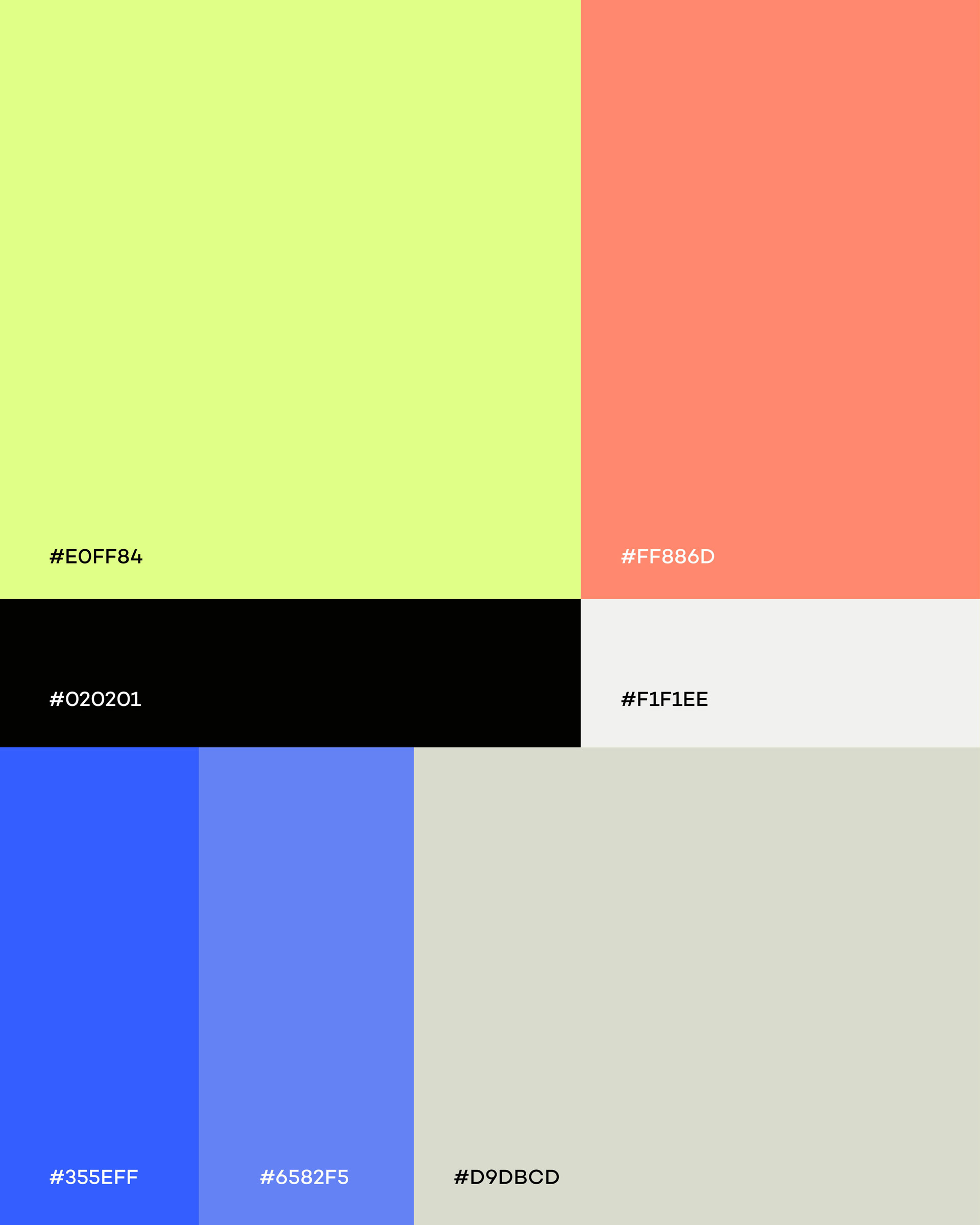 color palette in squares with codes by Camilla Wedege